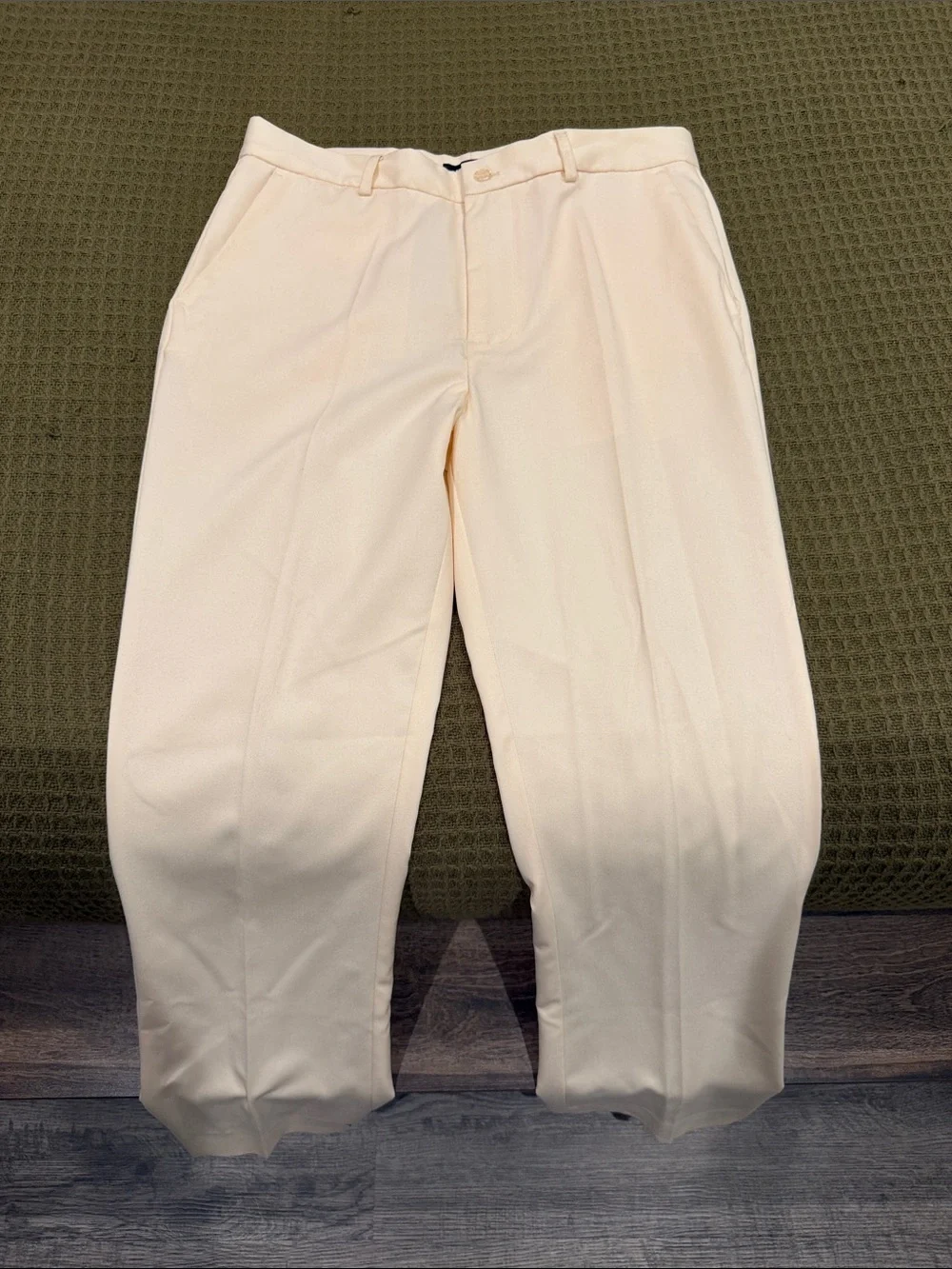 Fashion Nova Men's Cream Dress Pants - Straight Trousers